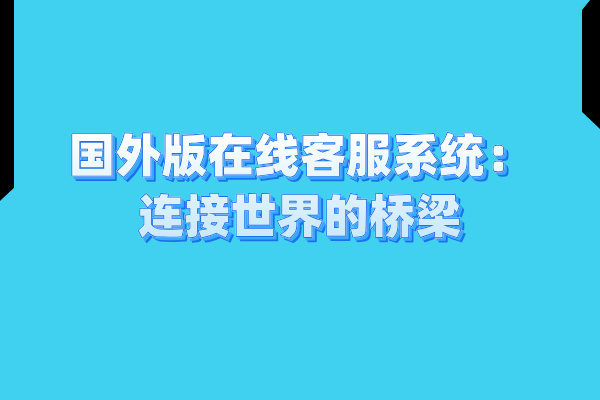 国外版在线客服系统：连接世界的桥梁